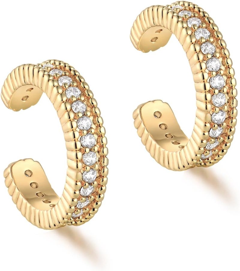 MYEARS Women Ear Cuff Earring Gold Non Pierced Ear Cartilage Clip on Wrap Hoop 14K Gold Filled Tiny Boho Beach Simple Minimalist Delicate Handmade Hypoallergenic Jewelry Gift-Sold as Single/Pair - Image 1